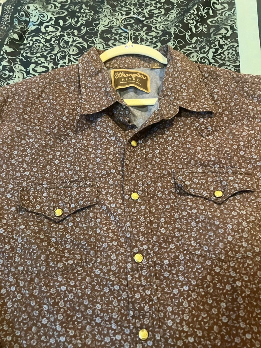 Wrangler RETRO Brown Floral-Print Long-Sleeve Button-Down Shirt - Picture 4 of 7